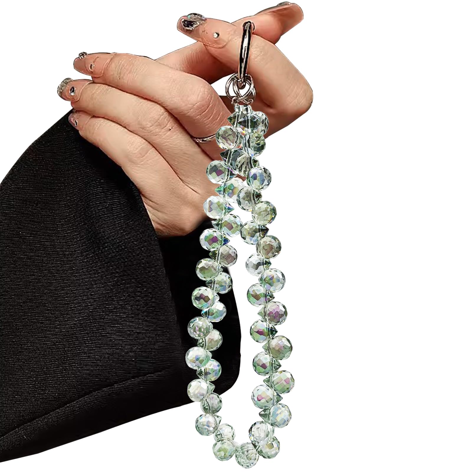 Photo 1 of TENOC Beaded Phone Wrist Strap, Cellphone Lanyard Chain, Sparkling Wristlet Bracelet for Women, Green