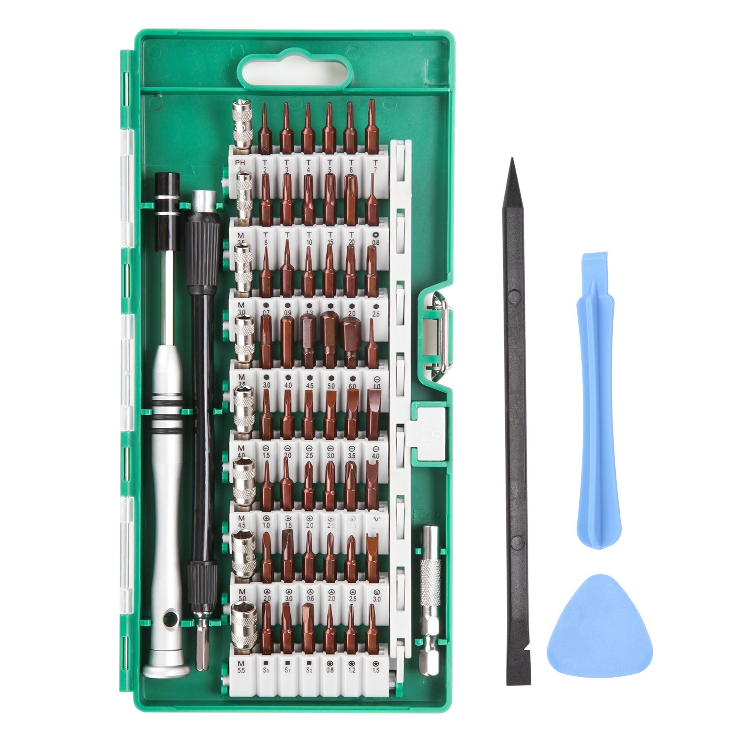 UFire 63 in 1 Precision Screwdriver Set with 56 Bit Magnetic Screwdriver Kit Electronics Repair Tool Kit for iPhone, Tablet, Macbook, Xbox, Cellphone, PC, Game Console - Green