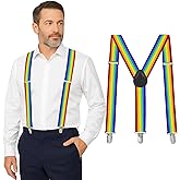 Suspenders for Men Heavy Duty - Adjustable 1” Y-Back Men's Suspenders for Dress Pants | Strong Metal Clips, Everyday Wear
