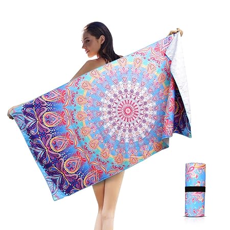 Serviette De Plage En Microfibre Anti Sable 150x75cm Atailorbird Super Absorbant Couverture De Voyage Légère Pliable Portable Séchage Rapide Pour