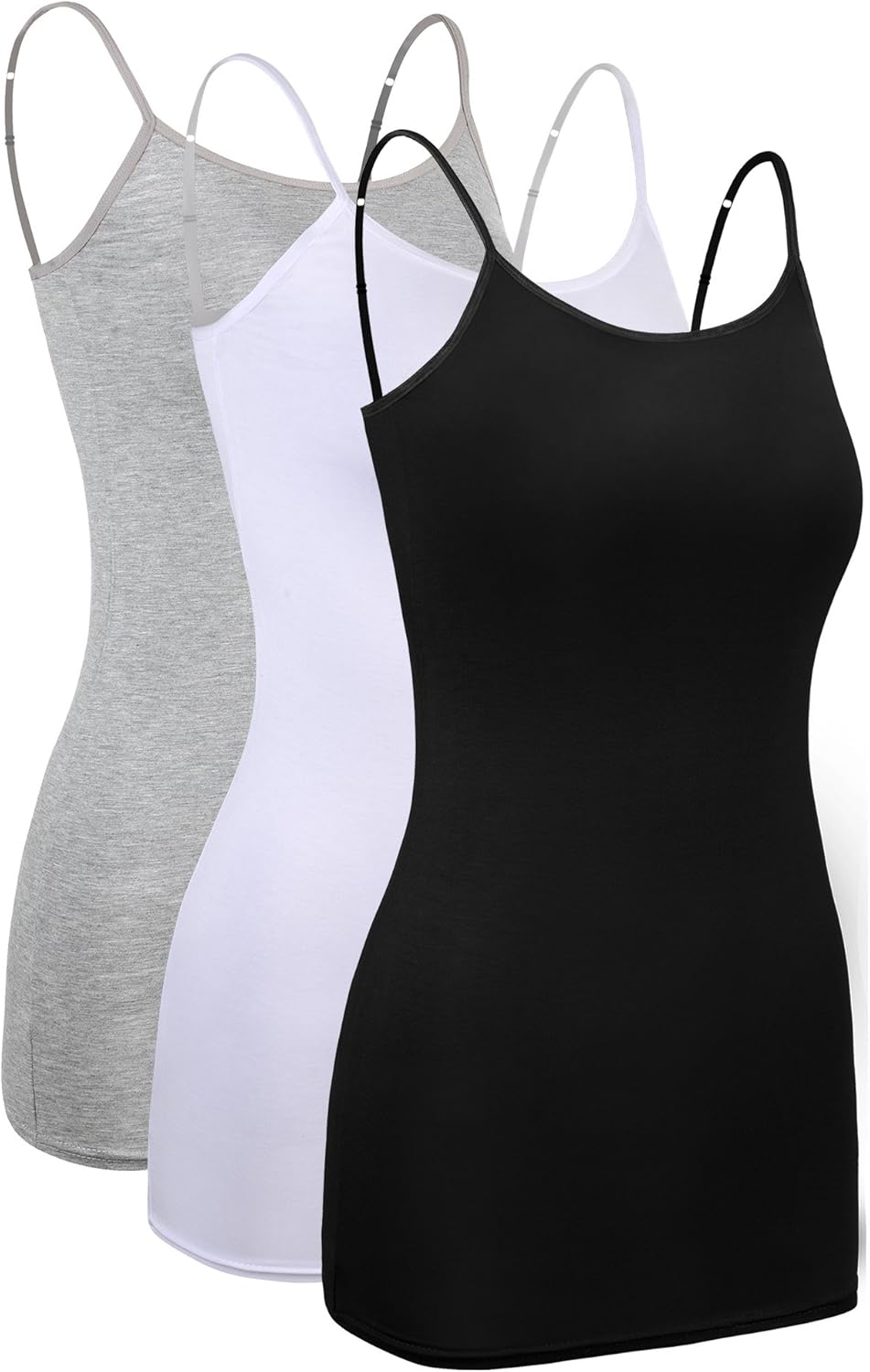 WILLBOND 3 Pieces Women Basic Long Tanks Adjustable Spaghetti Strap Camisole Top at  Women’s Clothing store