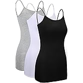 WILLBOND 3 Pieces Women Basic Long Tanks Adjustable Spaghetti Strap Camisole Top