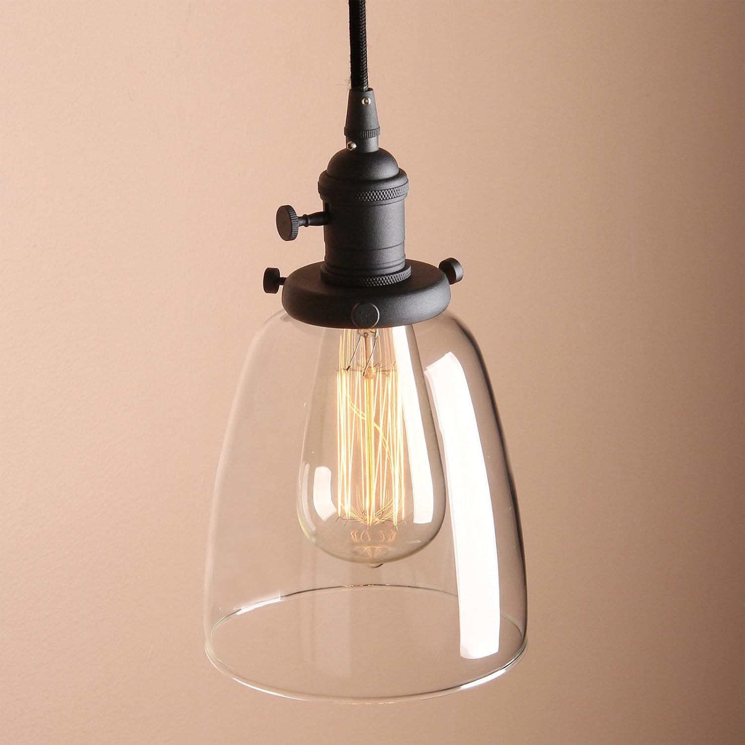 PathsOn Industrial Modern Vintage Edison Triple Pendant Lights Retro Lamp Flush Ceiling Light 3 Lights Hanging Light Fittings Chandelier for Loft Bar Living Room Dining Room (Black) - Image 5