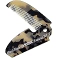 Kent 87T TW Handmade Folding Pocket Comb for Men, Fine Tooth Hair Comb Straightener for Everyday Grooming Styling Hair, Beard or Mustache, Use Dry or with Balms, Saw Cut Hand Polished, Made in England