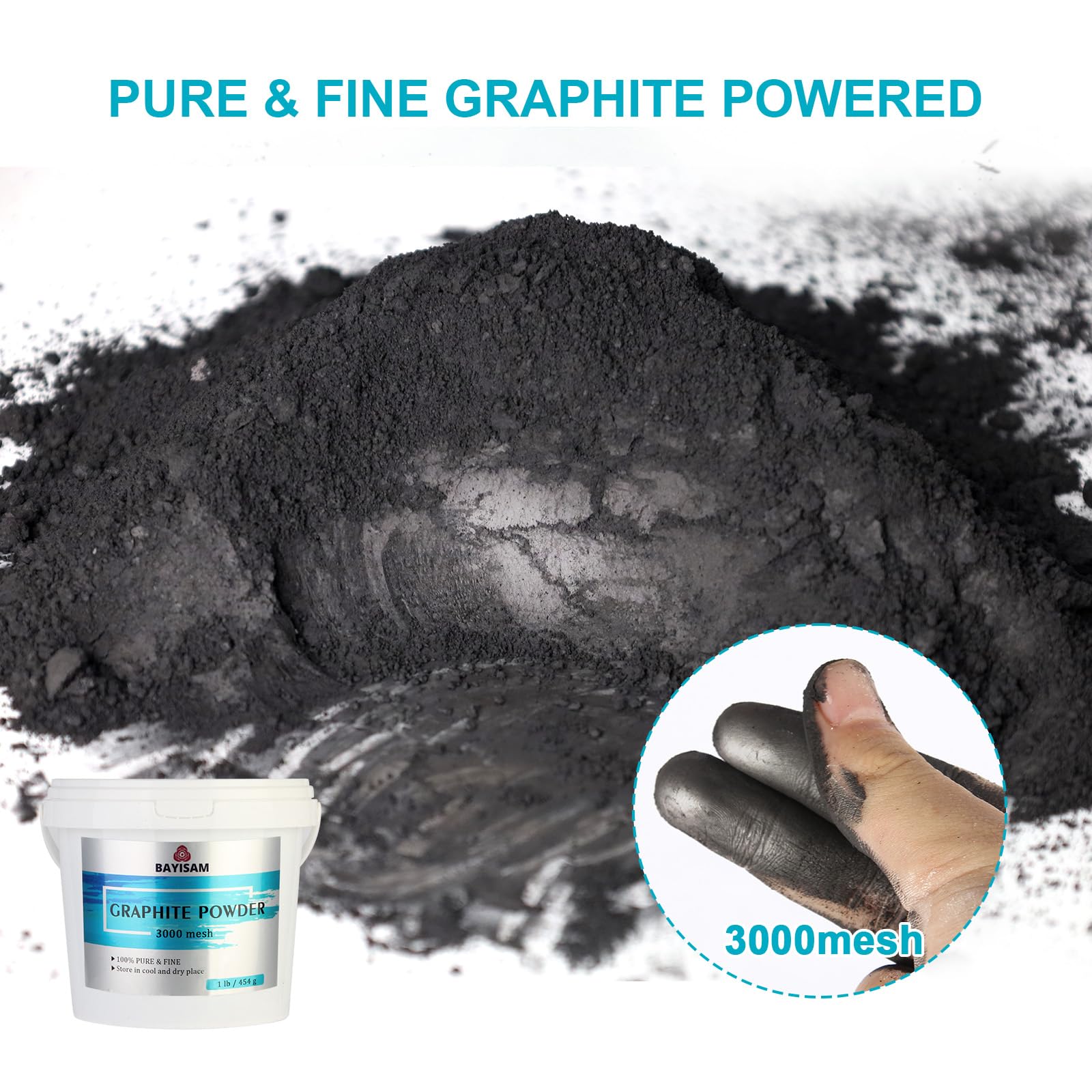 1LB Pure Graphite Powder,3000 Mesh Microfine Dry Graphite Lubricant Powder for Locks,Pinewood Cars,Bearings,Reels,Sketches,Paintings