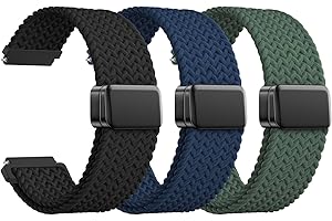 JNN Quick Release Watch Band - Magnetic 18mm 20mm 22mm Braided Nylon Watch Bands, Adjustable Elastic Nylon Watch Straps Replacement Wristband for Men Women