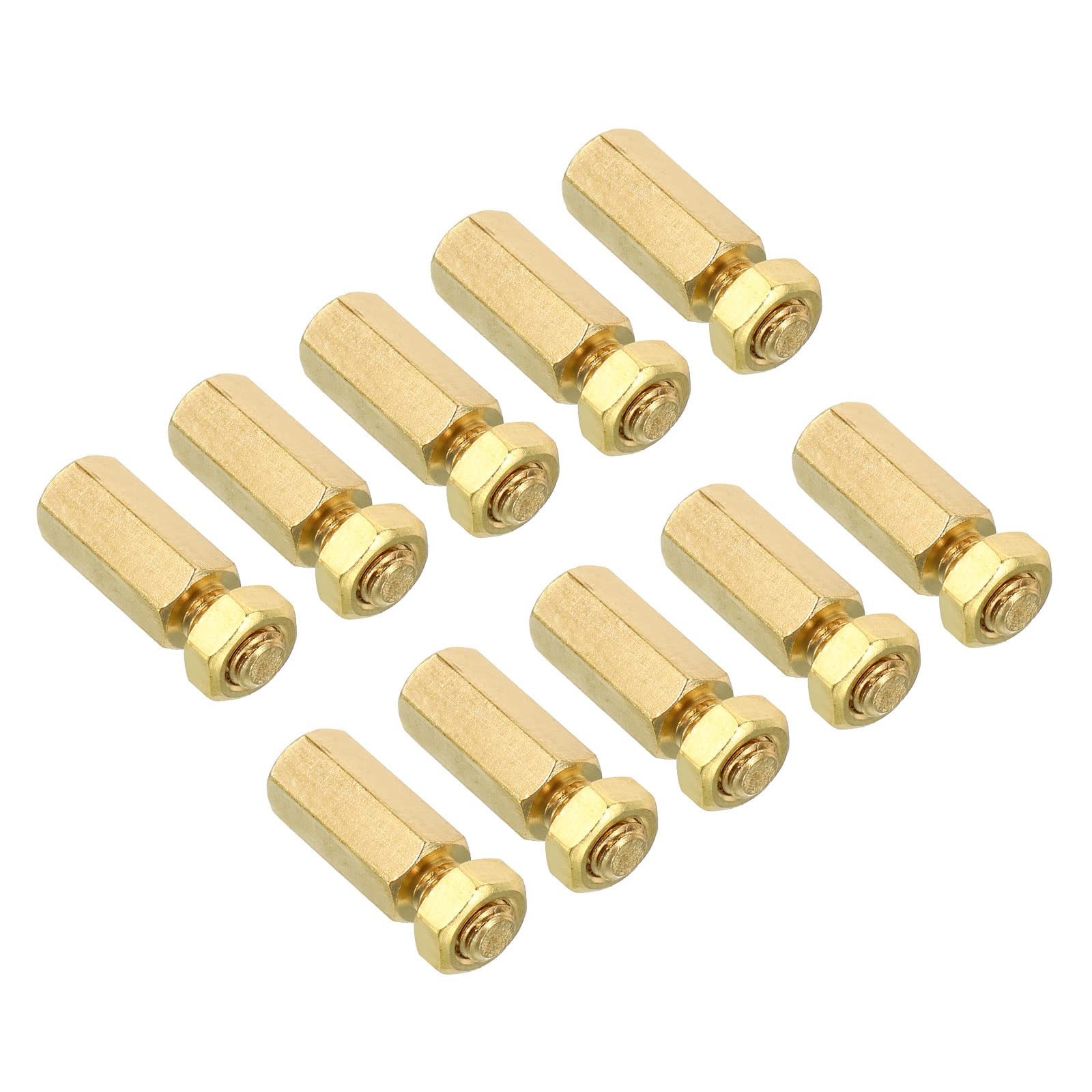 PATIKIL 15mm+6mm M5 Standoff Screws, 40 Pack Brass Hex PCB Standoffs Nuts for Motherboards, Computer Cases, Circuit Boards, Electronics, Gold Tone