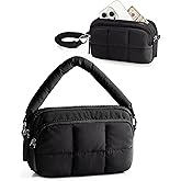 Trahzia Wristlet Wallets for Women, Small Puffy Wristlet Purses with Zipper, Travel Credit Card Holder Phone Organizer Bag