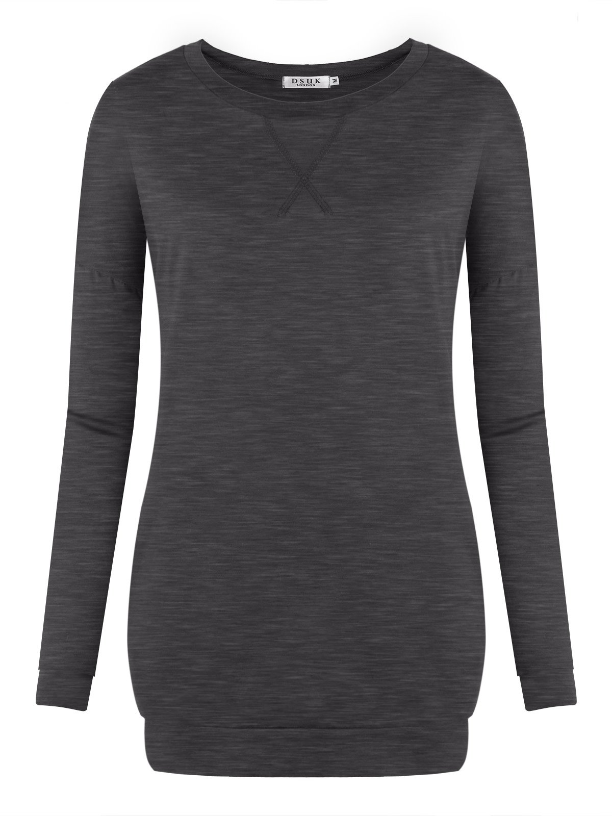 DSUK Ladies Tunics To Wear With Leggings, Youth Crewneck Pockets Drop Shoulder Sleeve Side Split Tunic Designs Ultra Soft T Shirt For Everyday Party Practical Clothes Grey Large