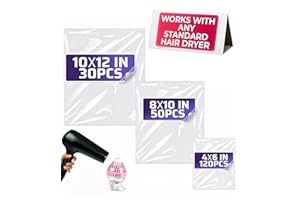 PALAYOU 200Pcs Heat Shrink Wrap Bags – 3 Sizes 4x6" (120) 8x10" (50) 10x12" (30) Clear PVC Plastic – Compatible with Any Heat Gun or Hair Dryer at Medium Temperature – Great for Valentine’s Day Treats & Gifts