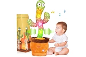 MILEGI Volume Adjustable Dancing Talking Cactus, Singing Repeating Recording Mimicking Cactus Baby Toys, Interactive Learning Tummy Time Toy for Toddler Boys Girls Funny