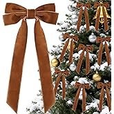 8Pcs Dark Brown Velvet Ribbon Bows for Christmas Tree Decorations, 5in x 10in Bows Ornaments for Christmas Tree Wreath Mantle Stair Garland Wreath Gift Wrapping Candy Bags Party Decor (Width of 1")