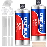 5 Minute Epoxy Glue 3.4oz Clear 2 Part Strong Fast Cure Adhesive Repair | Bonds metal, plastic, wood, ceramic, glass &amp; fiberglass. Strong, waterproof &amp; heat resistant. For DIY, home &amp; pro repairs.