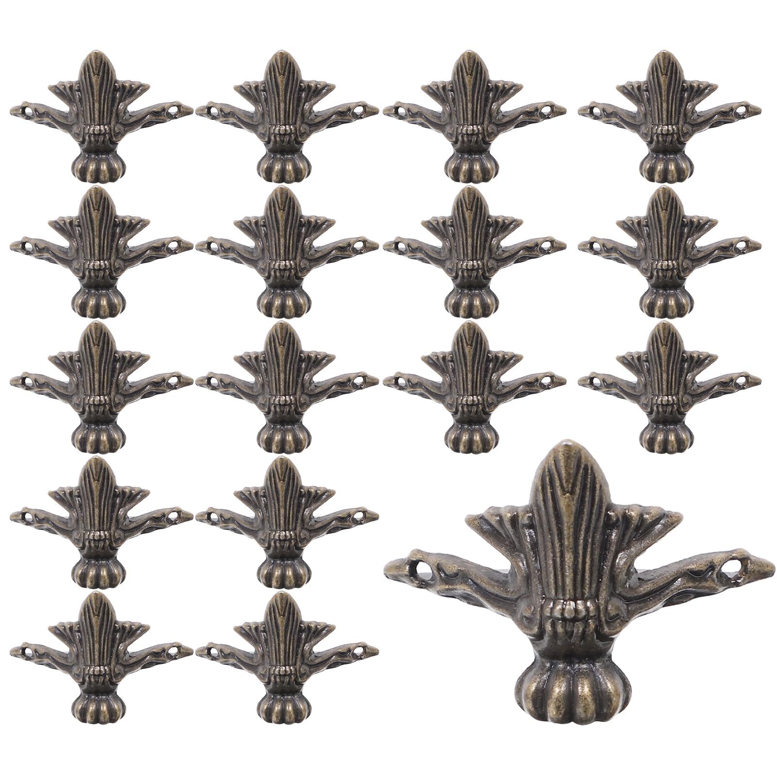 Angoily 20 Pcs Antique Bronze Box Legs Decorative Corner Protectors Jewelry Box Feet Edge Guard Wood Case Feet for Furniture Decors