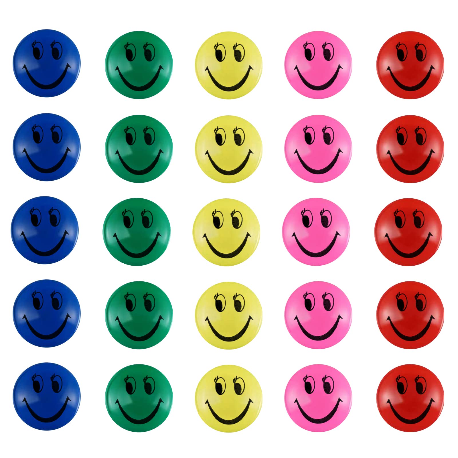 Kytpyi Fridge Magnets, Whiteboard Magnets, 3cm Colorful Smiley Face Magnets Round Plastic Covered Magnetic Buttons White Board Magnet Holders Magnetic Dots for School Office Home (50pcs)