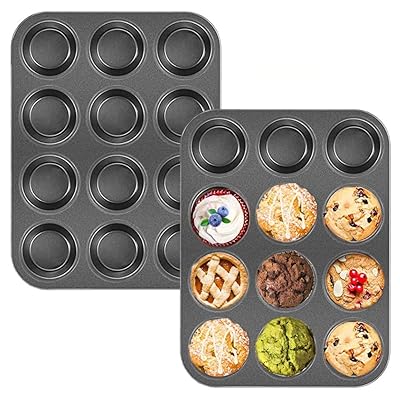 Non-Stick 12-Cup Muffin Pan Set for Oven Baking Bahrain Ubuy