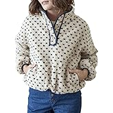 Talakeno Womens Fleece Sweatshirt Half Zip Sherpa Pullover Jackets Warm Long Sleeve Vintage Hiking Coat with Pockets