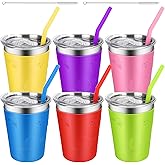ShineMe Toddler Cups 6 pack, 12oz Stainless Steel Kids Cups Spill Proof, Unbreakable Toddler Sippy Cup With Soft Straws/Airtight Sliding Lids/Colorful Cute Silicone Sleeves, Indoor and Outdoot Use