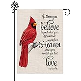 Cardinal Garden Flag Vertical Double Sided Farmhouse Burlap Yard Outdoor Decor 12.5x18 Inch-When you Believe Beyond What Your Eyes Can See Signs From Heaven Show up to Remind You that Love Never Dies