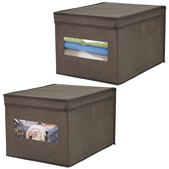 mDesign Soft Fabric Stackable Closet Storage Organizer Box