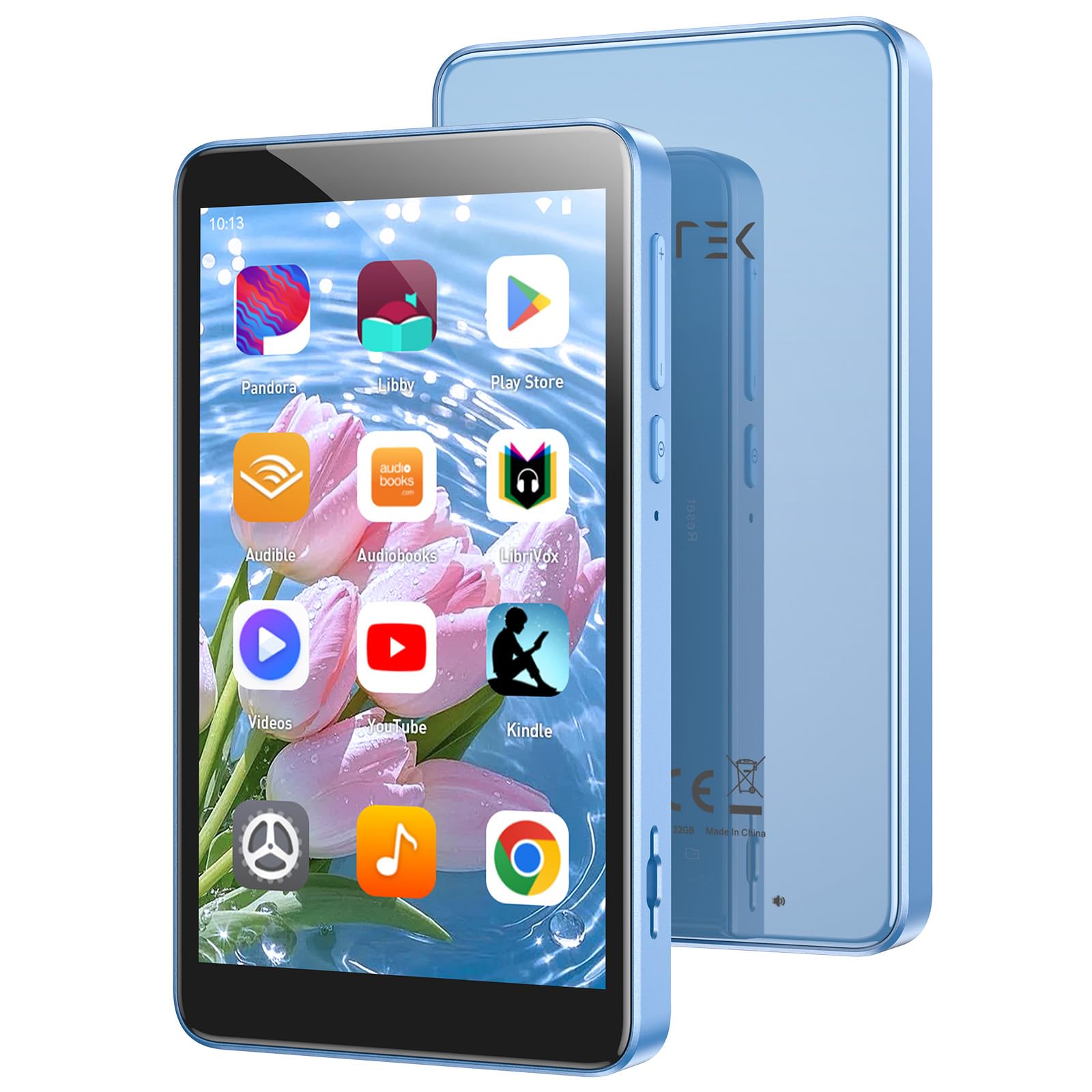 Photo 1 of AGPTEK 96GB MP3 Player with Bluetooth and WiFi, T08X 4'' Android 14 MP4 Music Player with Spotify, Audible, APP Store, Up to 1TB, Blue