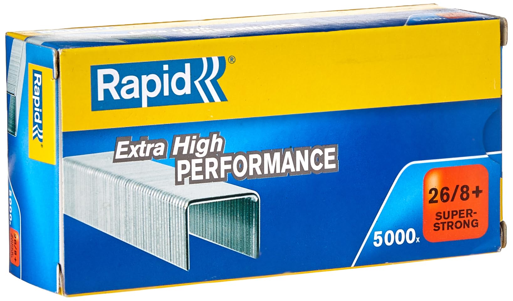 Rapid 26/8+mm Super Strong Staples, For Stapling up to 50 Sheets, Use with Desktop Staplers and Pliers, Galvanised Wire, Box of 5000, 24862200