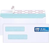 METRONIC 250 Count #8 Envelopes, Double Window Security Self Seal Check Envelopes, Envelope Letter Size 3⅝ x 8¹¹⁄₁₆", White Business Envelope - Not for Invoices