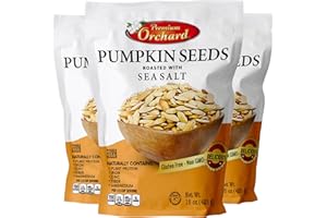 ROASTED PUMPKIN SEEDS to Eat in Shell by Premium Orchards MIXED NUTS - Salted with Sea Salt - Non-GMO Vegan Fresh Healthy Snacks/ - Great source of Plant Protein, Zinc, Magnesium & Iron (Value Pack - 3 Bags)