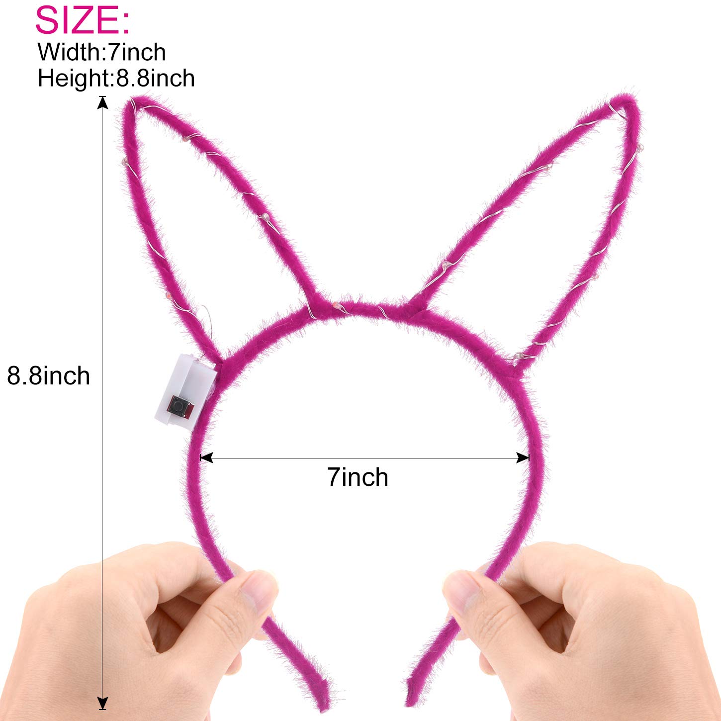 LED Rabbit Ears Headband, Aniwon 10PCS Light Up Bunny Ears Flashing Headbands Cute Hair Hoop for Kids Girls Adult Halloween Christmas Party Decorations Hair Accessories