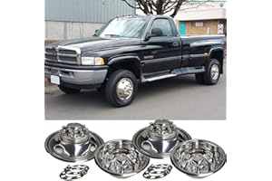 Kucaruce 4pc 16inch Polished Stainless Steel Dually Wheel Simulators,8 Lug 4 Hand Holes Hubcaps for 1974-2000 Chevy GMC 3500,1974-1998 Ford F350,2008-2021 Ford E350/E450 Van,1974-1999 Dodge Ram 3500