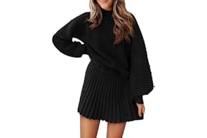 COCCKO Womens 2 Piece Skirt Sets Fall Fashion 2025 Mock Neck Ribbed Knit Sweaters And Mini Skirt Two Piece Outfits