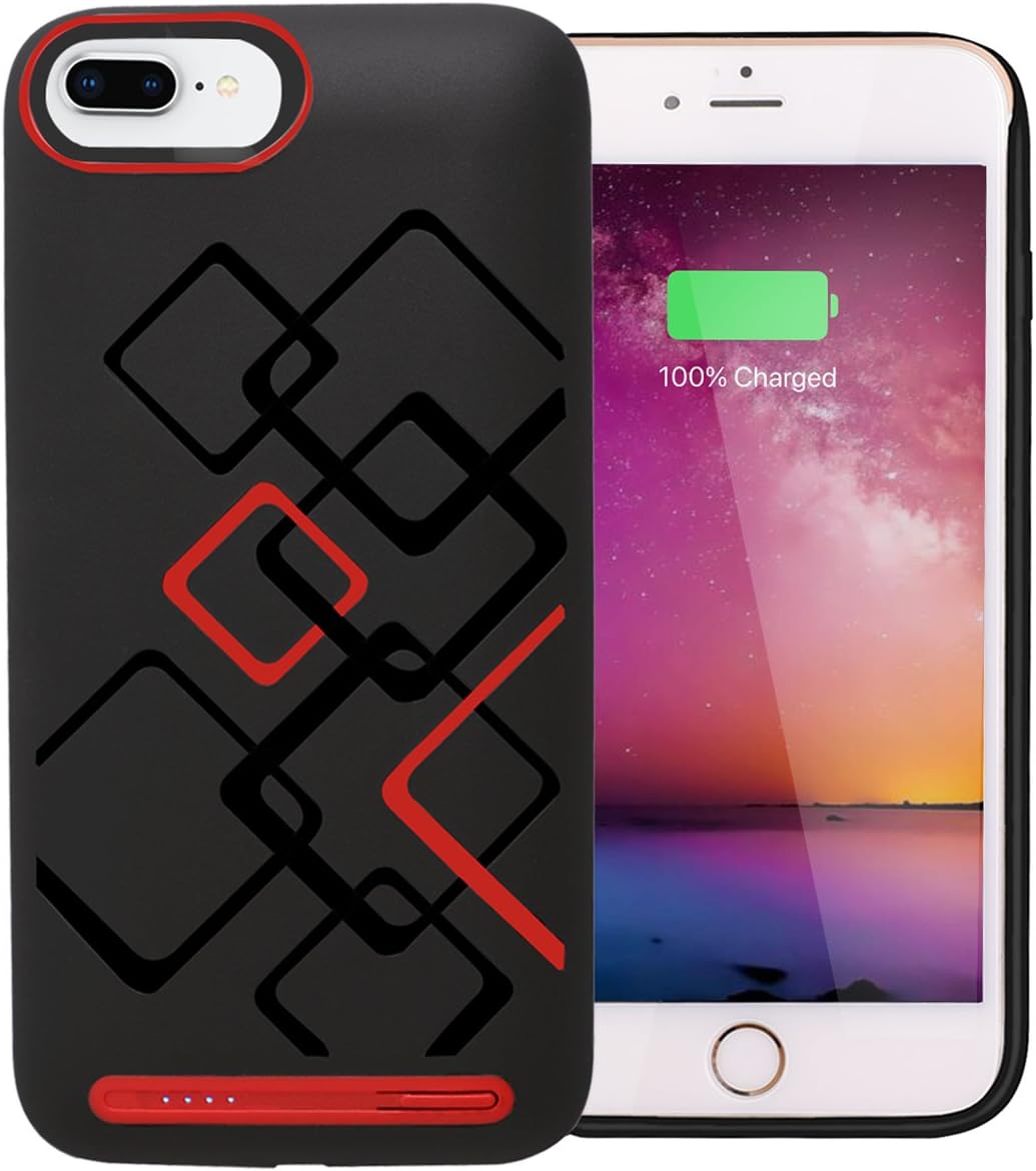 Charging Case, Bluenin 5000mAh Durable Battery Case with Firm Charging Port for iPhone 6 6s 7 8 (4.7 inch), Slim Power Case, Black