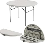 Harbour Housewares Folding Trestle Table 4ft 120cm White Round Carry Handle view 1