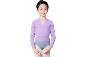 DanceDaily Girls Ballet Sweater Kids Warm up Dance Tops Toddler Long Sleeve Dance Sweater Pull on Ballerina Sweater
