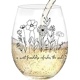 LITTLEBIGGER Best Friend Birthday Gifts for Women - A Sweet Friendship Refreshes the Soul – 15 oz Scratch-Resistant Wine Glass, Dishwasher safe，Friendship Gifts for Women, Bestie Birthday Present