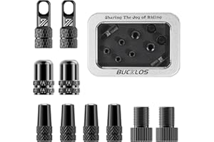 BUCKLOS Bike Tire Valve Stem Cap Set, Presta Valve and Schrader Valve Caps, Valve Cap with Valve Core Removing Function, Presta Valve Adapter, 10Pcs Fit Mountain Bike, Road Bikes