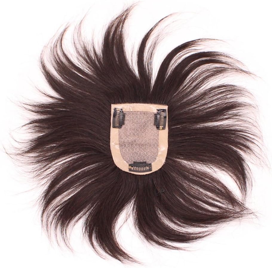 Silk Base Human Hair Toppers Clip in Top Hairpiece Wiglet for Women with Thinning Hair (6")
