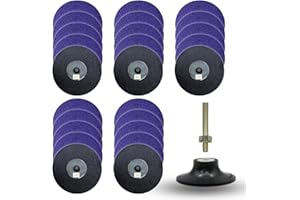 WA 25PACK - 3" Purple Zirconia Sanding Disc (36#), Roll Lock Quick Change, with 1/4" Shank Pad Holder for Roll Lock Die Grind