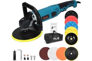 Buffer Polisher, PLIS Car Polisher Kit, 6 Inch/7 Inch 1400W 6 Variable Speed 600-3000 RPM, for Car Polishing, Buffing, Waxing