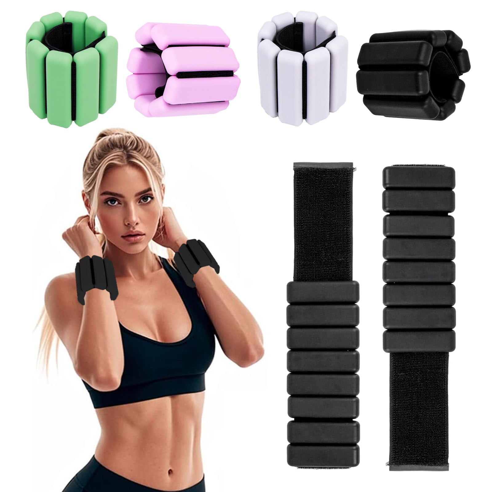 Wrist & Ankle Weights for Women, Wearable Strong Arm & Leg Weights Set of 2(1Lbs Each), Adjustable Ankle Weights for Walking, Yoga, Dance, Barre,Gym,Exercise,Pilates,Walking Running