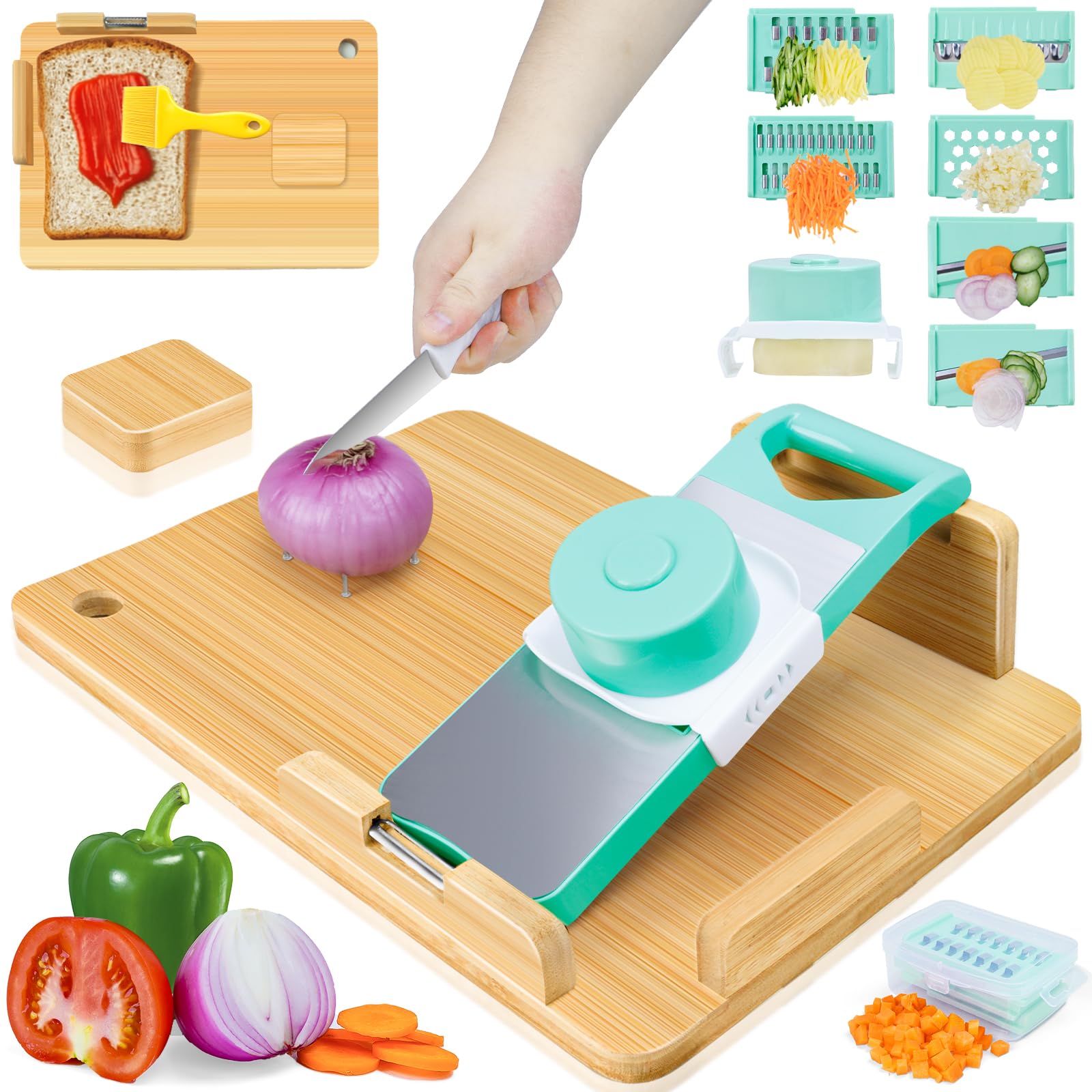 Photo 1 of Adaptive One-Handed Cutting Board, Handicap Kitchen Tools with Bread Stops and Steel Spikes, Easy to Clean, Ideal Gifts for Senior Citizens, Stroke Survivors and Amputees