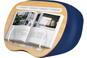 CLOUDTRIP Lap Desk XL Beanbag Book Stand –Book Holder for Reading in Bed Hands Free Reading Pillow,Laptop Desk Tablet 400g Weight for Enhanced Stability – Gift for Book Lovers (Blue, Large)