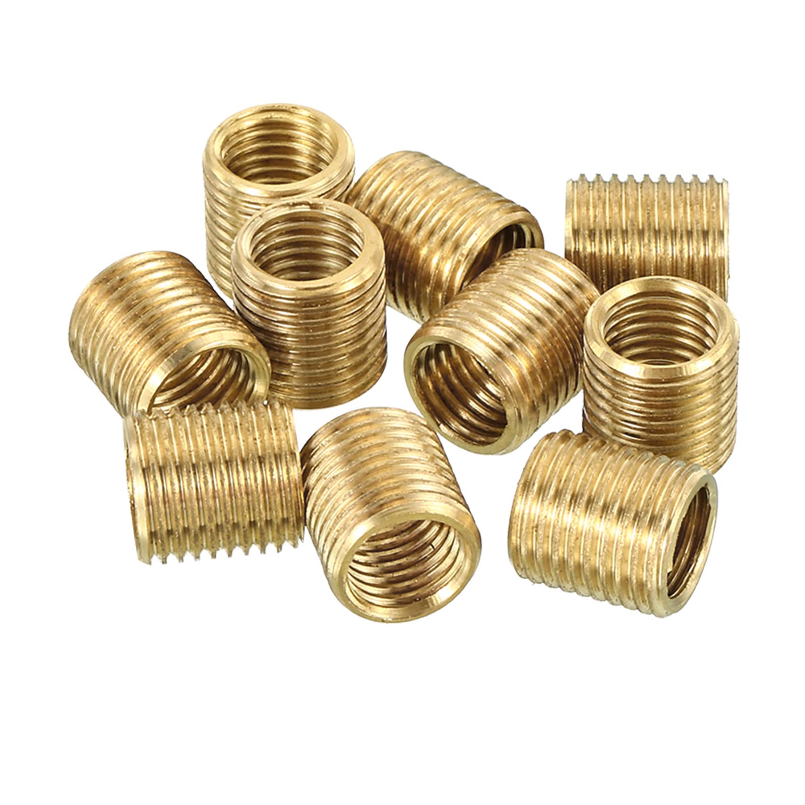 PATIKIL M10 to M8 Fine Thread Adapter Reducer Thread Reducing Nuts Insert, 10 Pack 10mm Threaded Hollow Tube Adapter Brass Coupler Connector Pipe Fitting