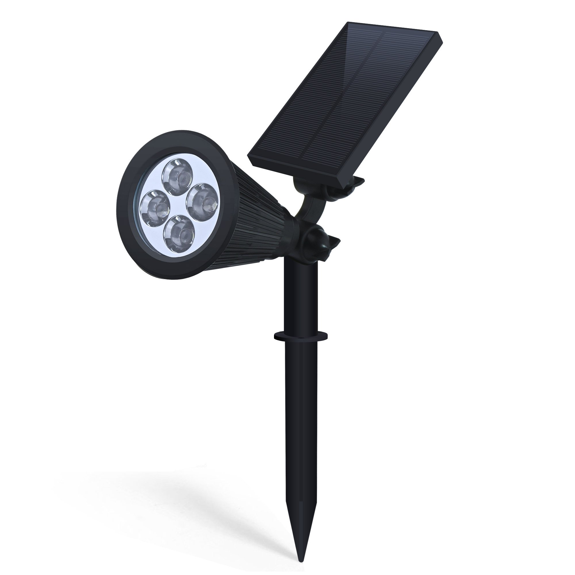 Solar Lawn Spotlights,Aityvert Waterproof 4 LED Adjustable 2-in-1 Wall / Landscape Outdoor Solar Security Lights with Automatic On/Off Sensor for Driveway,Pathway, Garden(White,2 Pack )