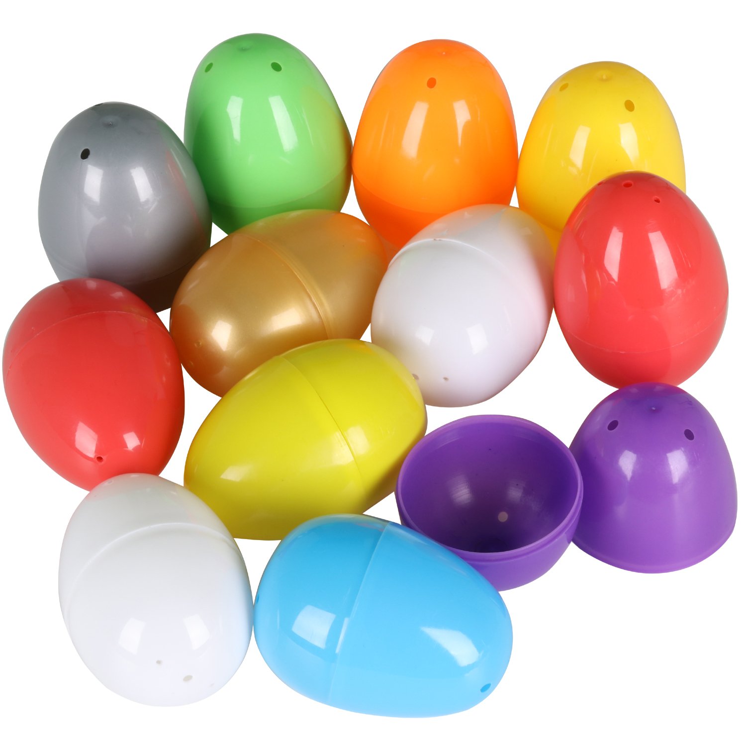 TRIXES 12PCS Empty Plastic Fillable Eggs - Easter Surprise Egg Hunt Accessories - Large Size