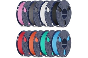 SUNLU High Speed PETG Filament 1.75mm Bundle, Multicolor High Speed PETG Pack, 2kg in Total, 0.25kg per Spool, 8 Pack, 8 Colors, Black+White+Grey+Red+Sky Blue+Pink+Orange+Mint Green