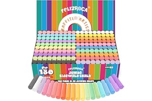 FELIZROCA 180PCS Sidewalk Chalks Set in 20 Colors, Non-Toxic, Washable Jumbo Outdoor Chalk for Kids, Pavement Chalk