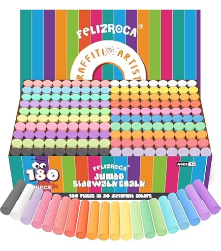 Amazon.com: JUMBO Premium Sidewalk Chalk Art Kit, 144 Jumbo pieces