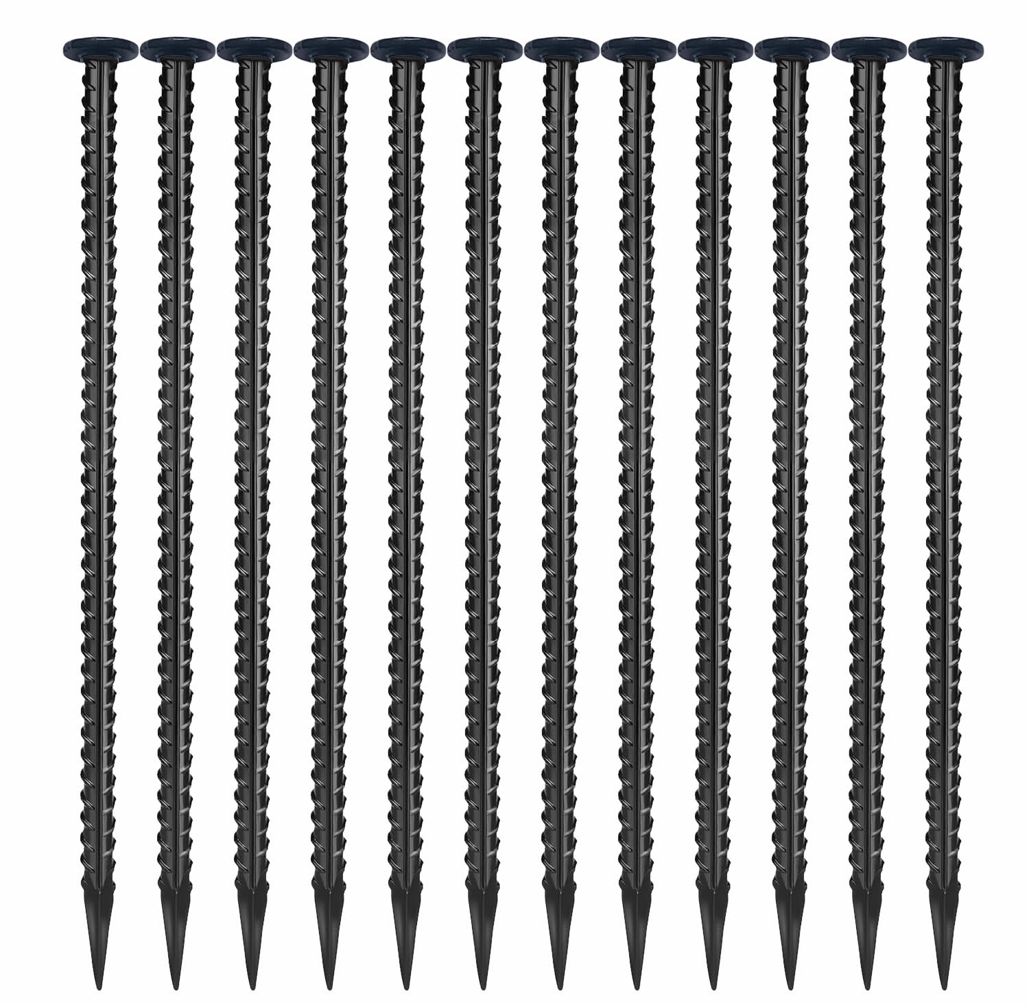 Photo 1 of 16 Inch Rebar Stakes,Ground Stake 1/2 Inch Diameter?Galvanized Steel Ground Anchors, Heavy Duty Metal Spikes?Asphalt Anchor,Used for Speed Bump Wheel Stop and Camping Tent(16 Pack ?Black)