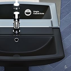 Sublime Square Two-Piece Pedestal Sink in Matte Black